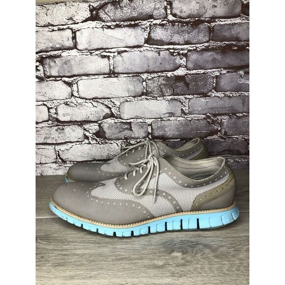 Cole Haan ZeroGrand Grand.OS Gray Mesh Wingtip Blue Shoes Men’s Sz 12M US C27486 - Picture 1 of 16